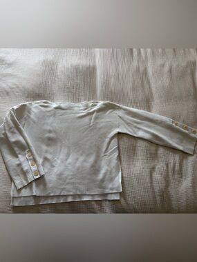 J. Crew White Ribbed Crewneck Top